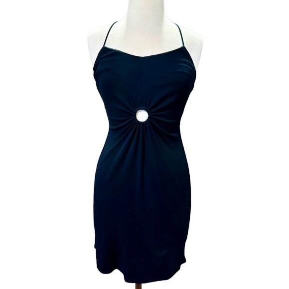 Cache Size 4 Small Black Dress Bodycon Keyhole Glamour Classic Semi / Formal - Picture 2 of 4